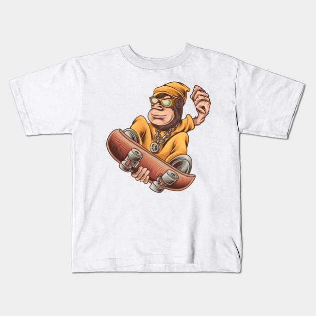 Funky Monkey Kids T-Shirt by Arjanaproject